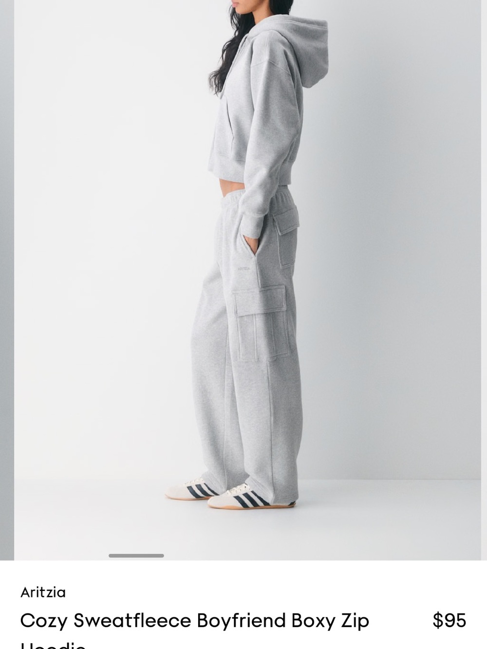 Aritzia Cozy Sweatfleece Sweatsuit Medium Heather chrome